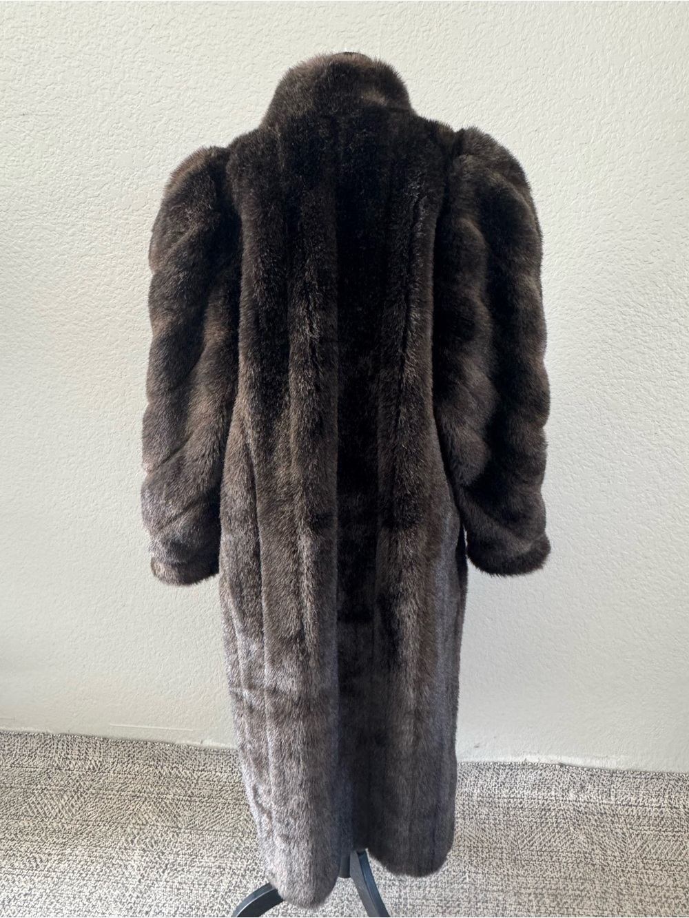 Vintage USA Made Brown Faux Fur Coat XL Long Modacrylic Mobwife - Picture 5 of 13